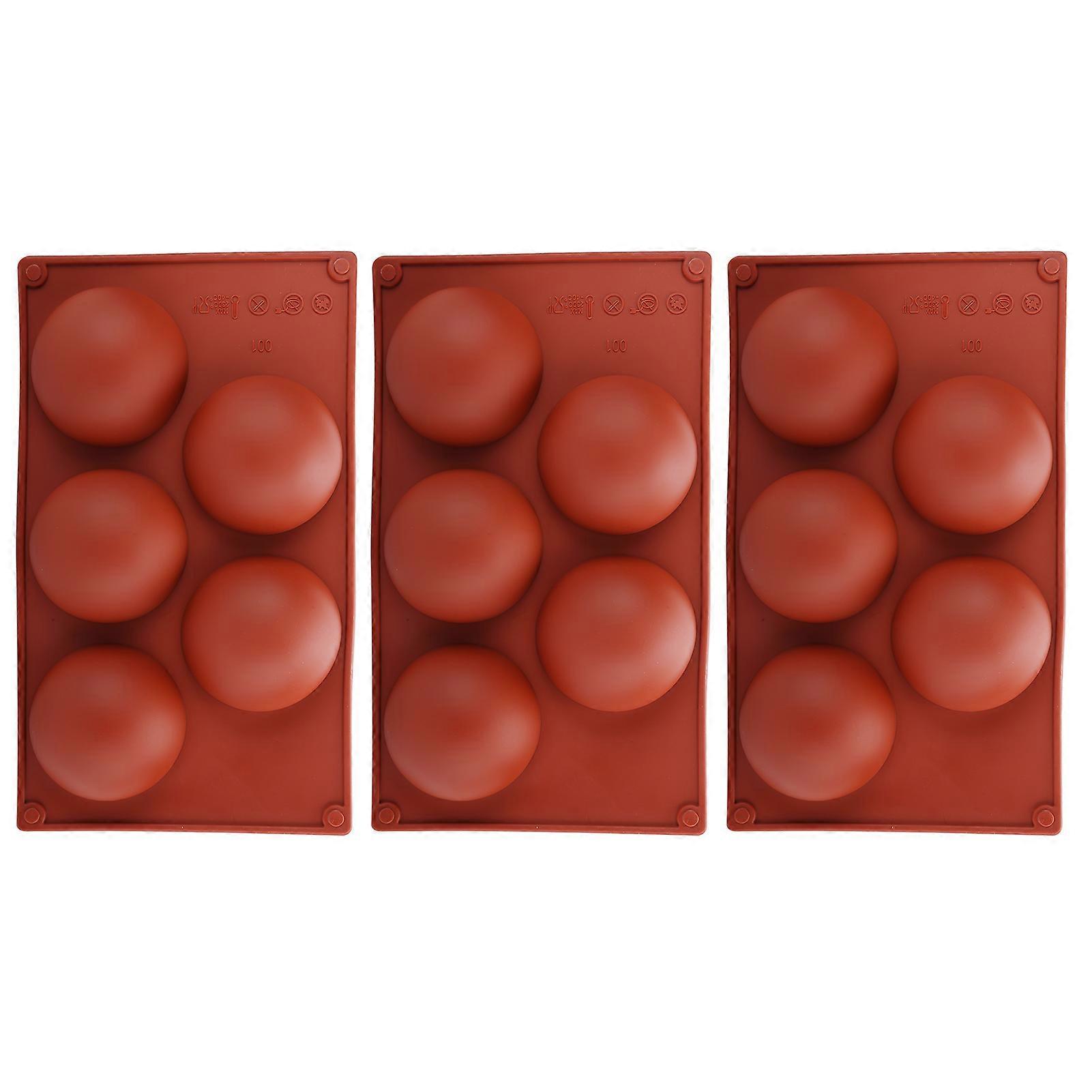 3PCS Brown Semi Sphere Silicone Mold 5 Hole for Mousse Cake
