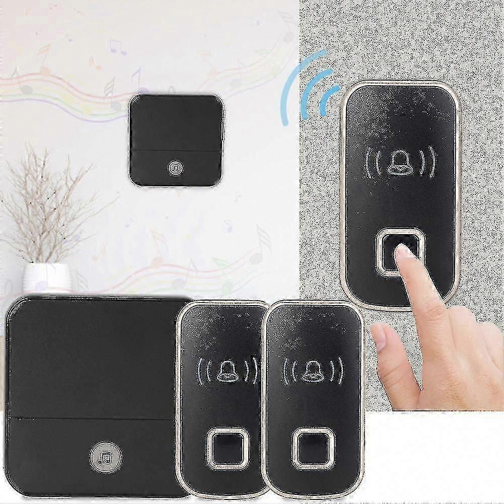 Wireless Doorbell with 1 Receiver + 2 Transmitters, 300m Range, 52 Ringtones, for Home, Office, Multiple Scenarios