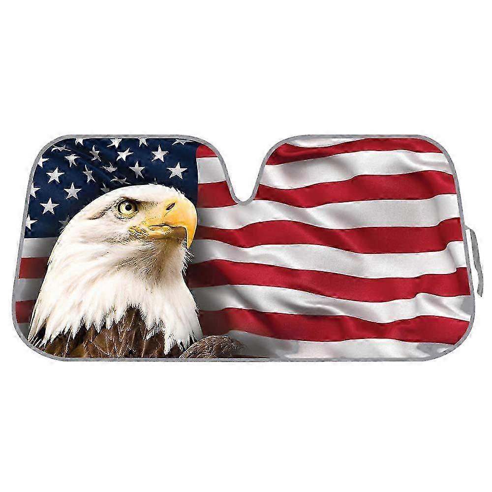 BDK Patriotic Usa Kartal Flag Flag Folding Folding Automatic Shadow Automatic Shadow SUV-BLOCKS UV Rays Sun Vizor Coat Cool-58 x 28 Inch 2025
