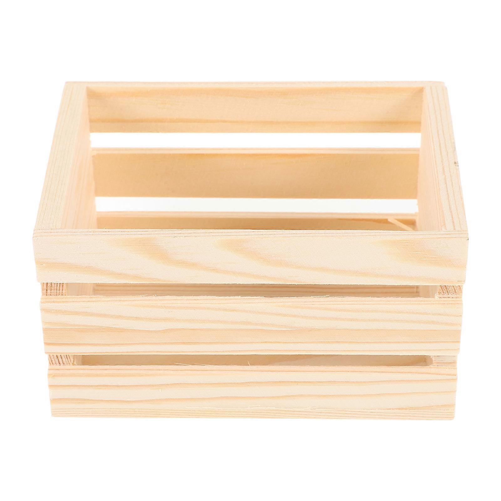 Mini Dollhouse Crate Wooden Storage for 5Pcs Beige Pine Fruit Baskets
