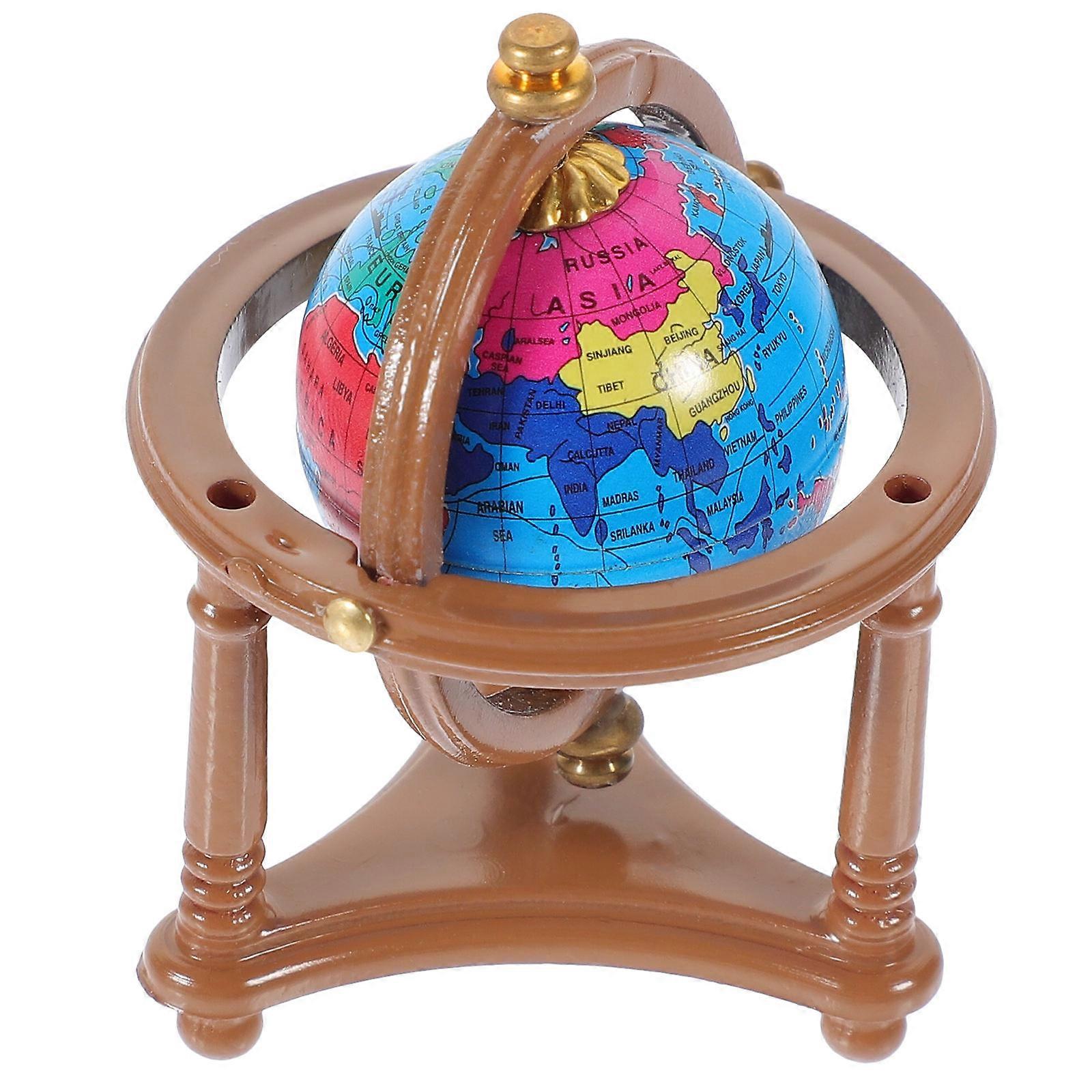 Brown Miniature Globe for Decoration 4Pcs Mini House Dollhouse Model