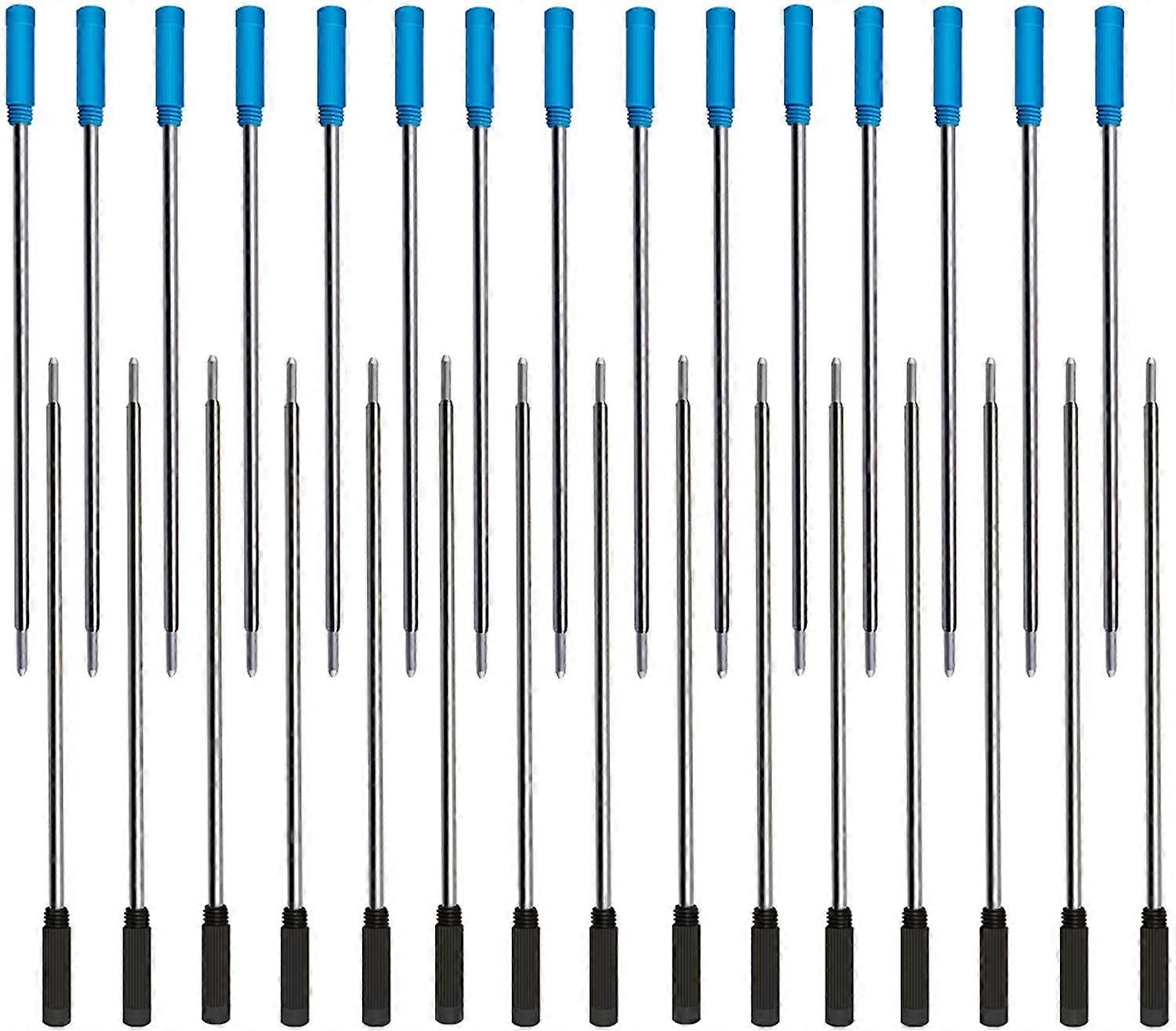 30 Replaceable Ballpoint Pen Refills for Cross Style Pens, 11.4 cm (Black & Blue)