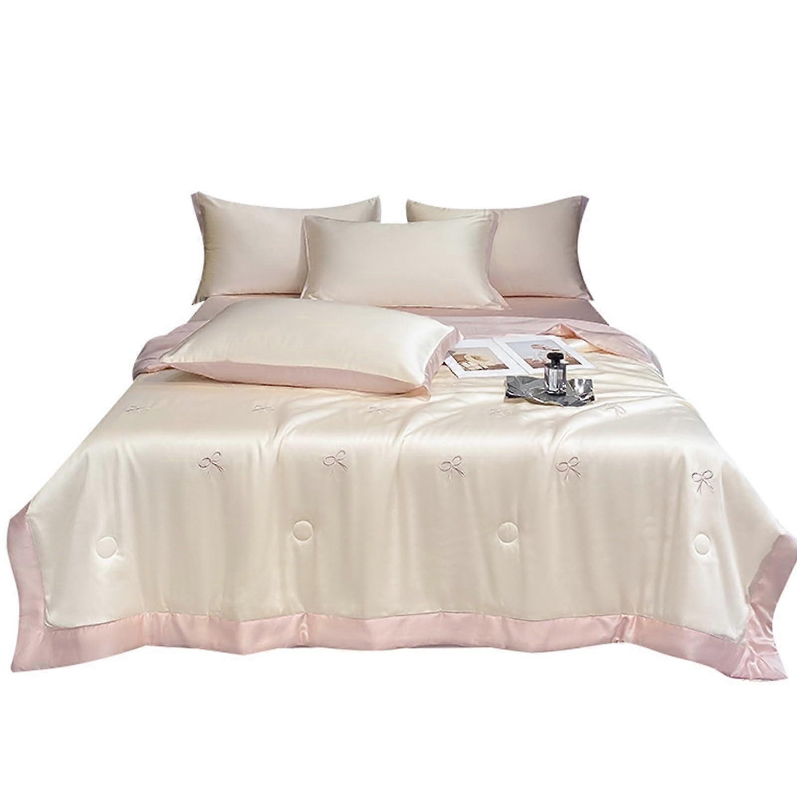 Comforter Queen Size FourPiece Ice Silk Fiber Lightweight AllSeason Quilt Embroidery Design 200x230