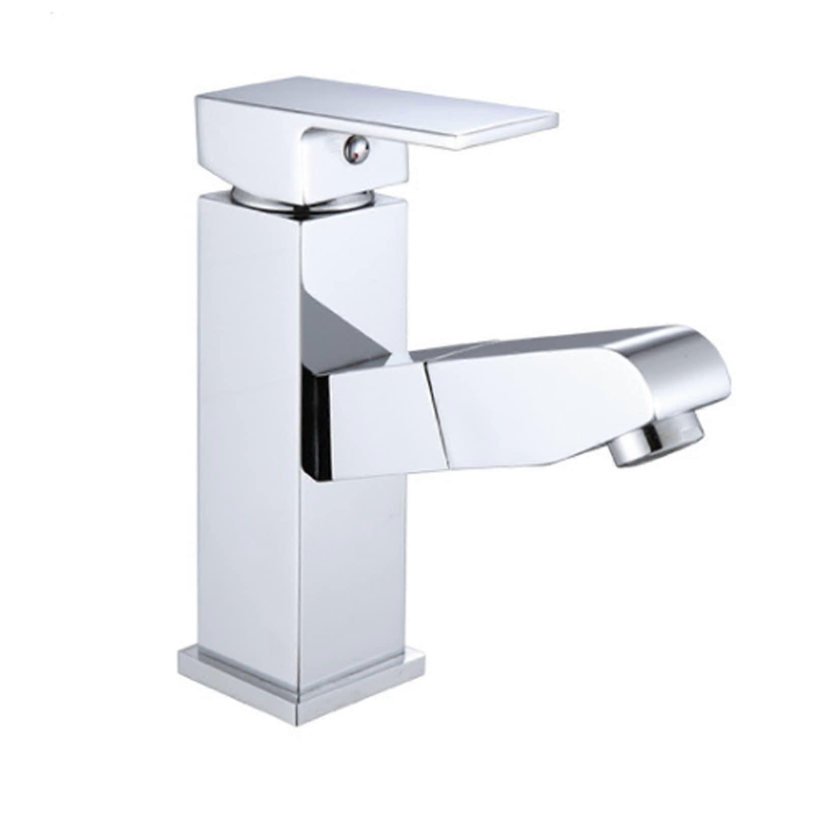 Single Hole Bathroom Faucet Chrome Finish Brass Body Rotating Spout With PullOut Sprayer Low Basin