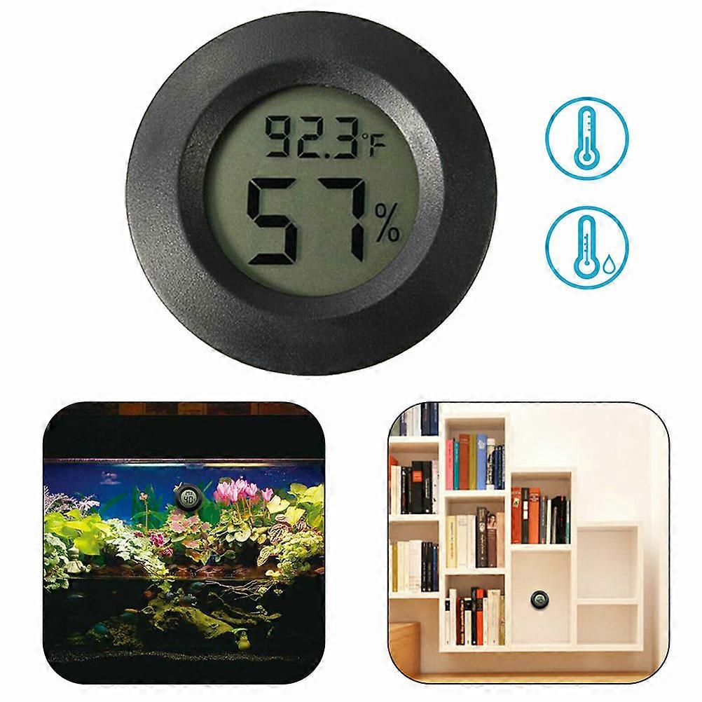 Pets Temperature Meter Round Digital Hygrometer Indoor Use Black for Temperature Measurement 10Pcs