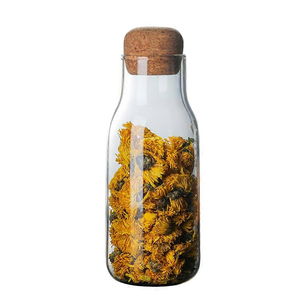 Glass Storage Jars Airtight Containers For Food Storage In Home Kitchen With Round Lid 600ML 1Set