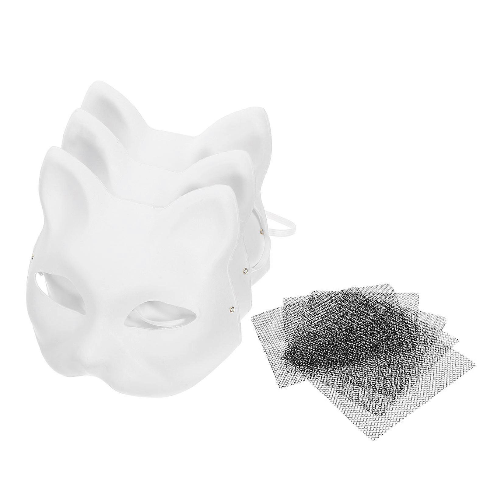 9Sets Cat Face Mask for Decorative Purpose Unpainted Paper Craft Mask