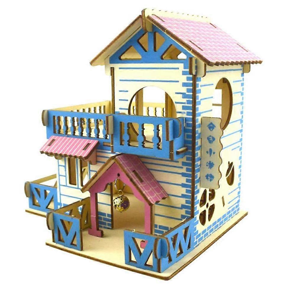 Pet Hamster Double-Layer Wood Detached Villa 3Pcs Set