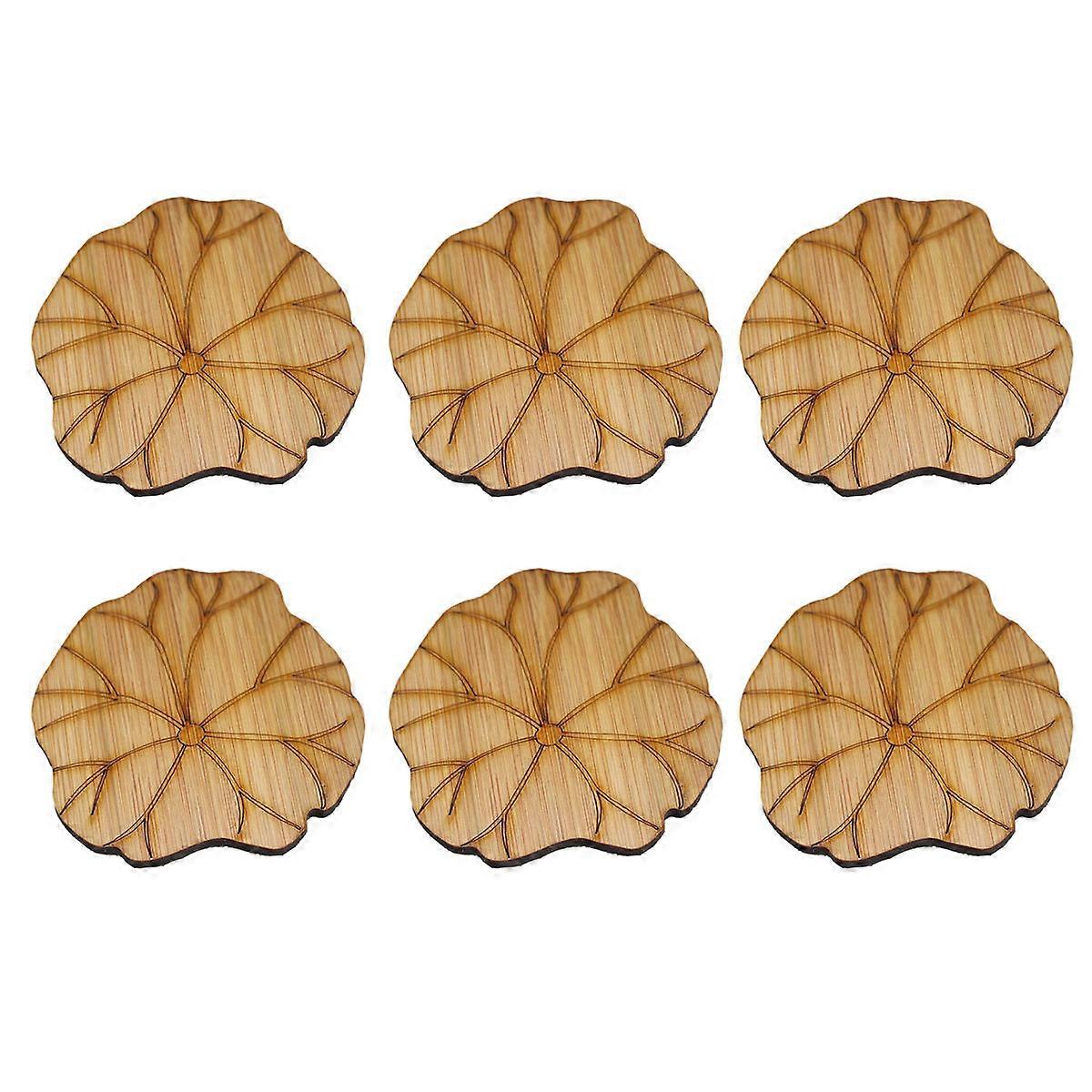 Khaki Drink Coasters Bamboo Coaster for Protection 6Pcs Rustic Set