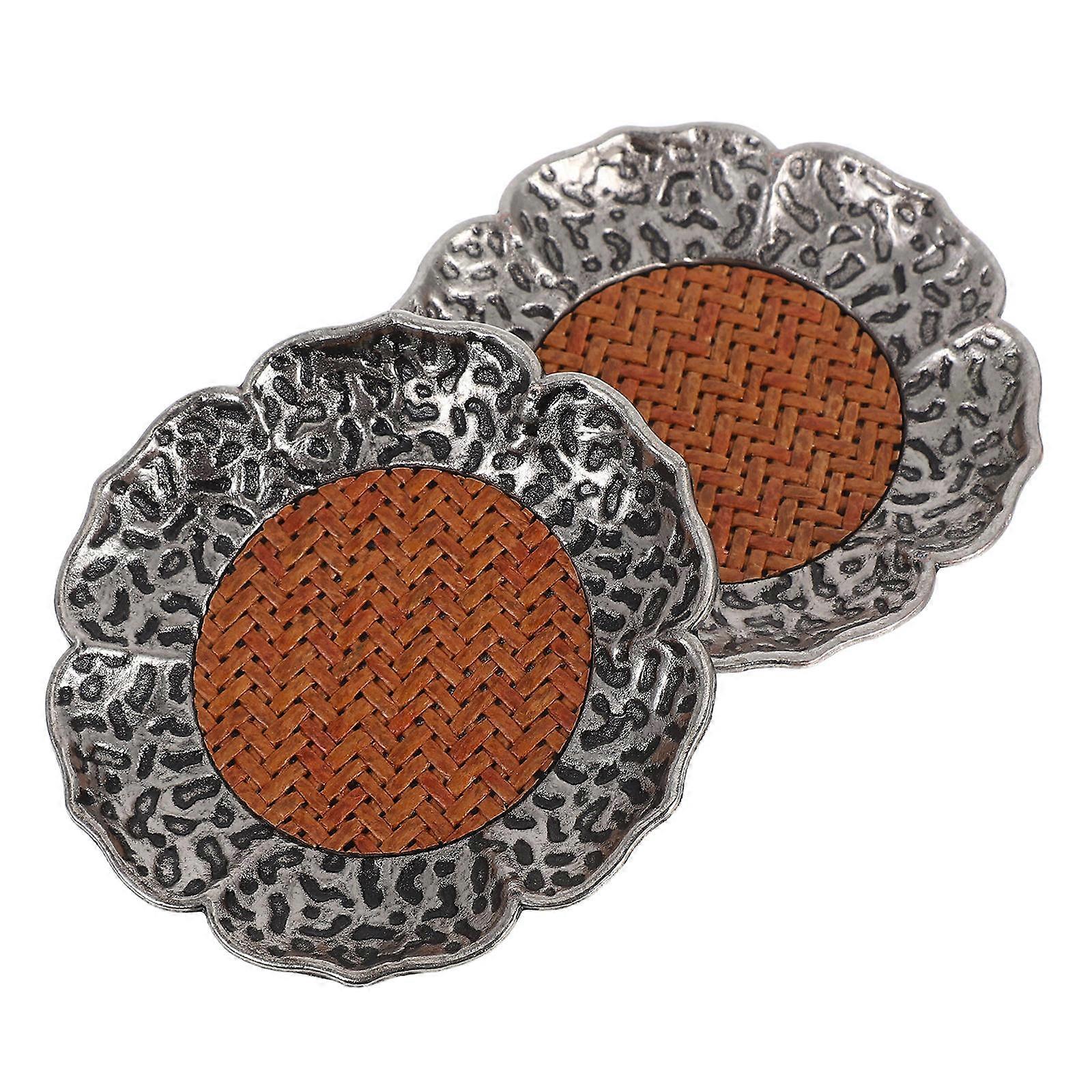 Creative Alloy Coasters Rattan Woven Lotus Shape for 10Pcs Table Use