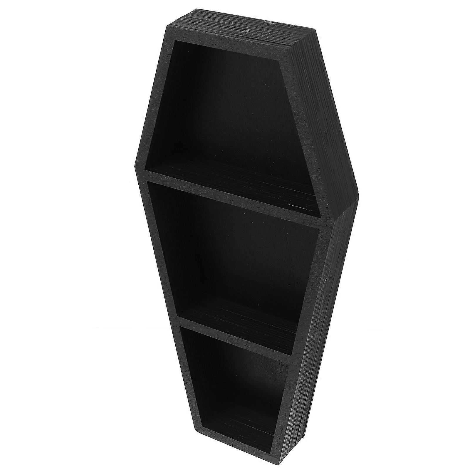Black Coffin Shelf Wooden Storage for Home 4Pcs Gothic Display Rack