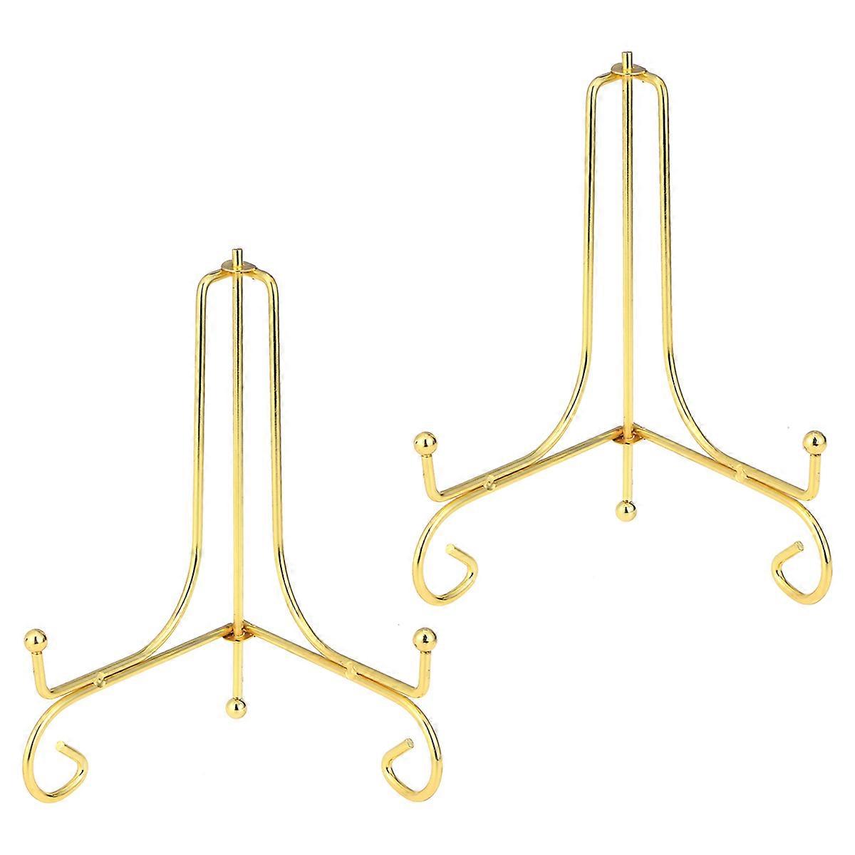 Golden Iron Display Stand for Plate 3Pcs Desktop Dish Holder for Crafts