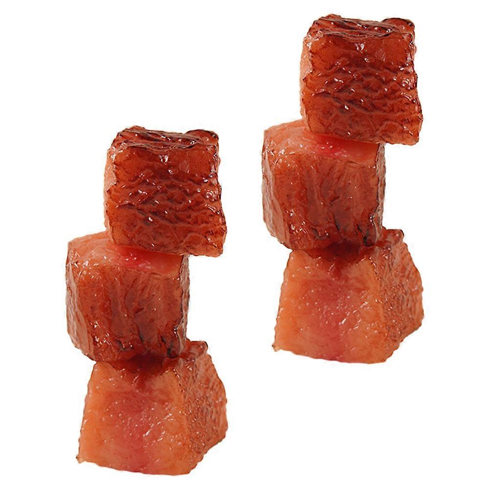 Fake Beef Cube Model 6Pcs for Teaching Props Brown Pvc Decoration Simulation Models