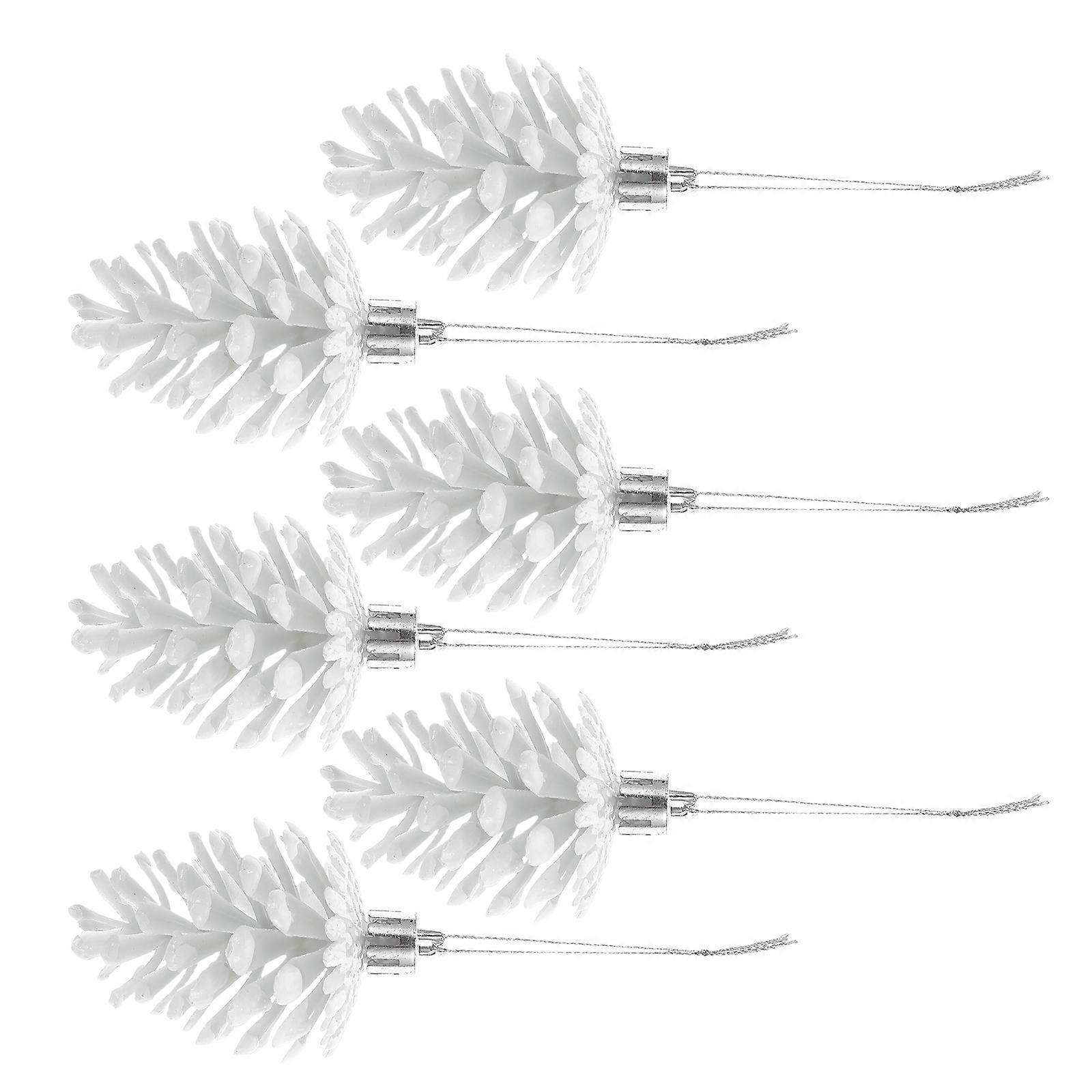 Winter Pine Cone Christmas Decoration for Tree Hanging 18Pcs White