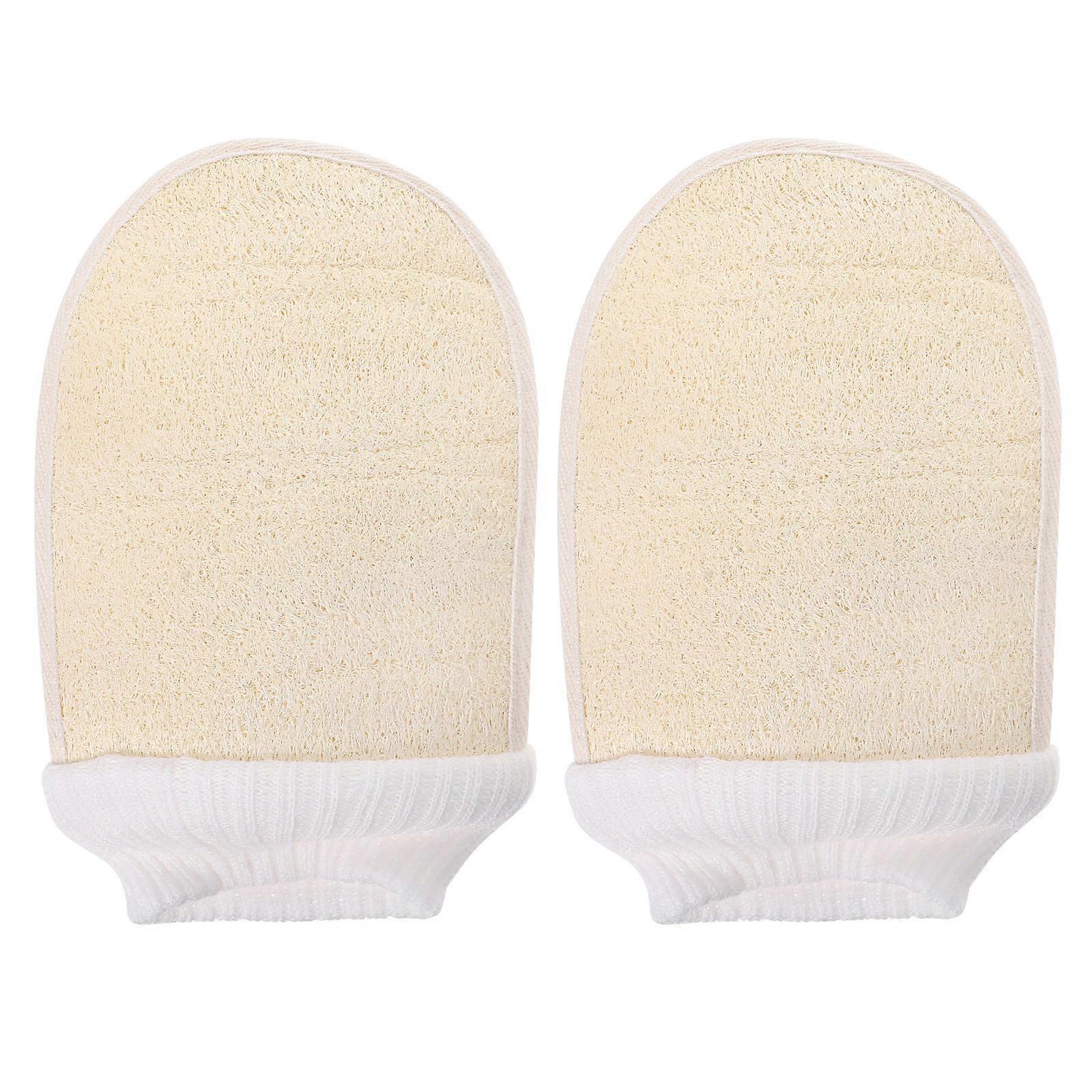 Loofah Body Scrubbers Shower Glove for Bathing Use 4Pcs Beige