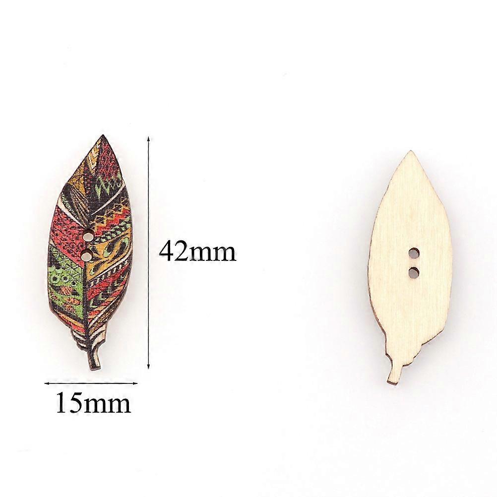 Creative DIY Wooden Button Set 100 Pcs Colorful Leaves Shape Ideal For Home Use Art Projects