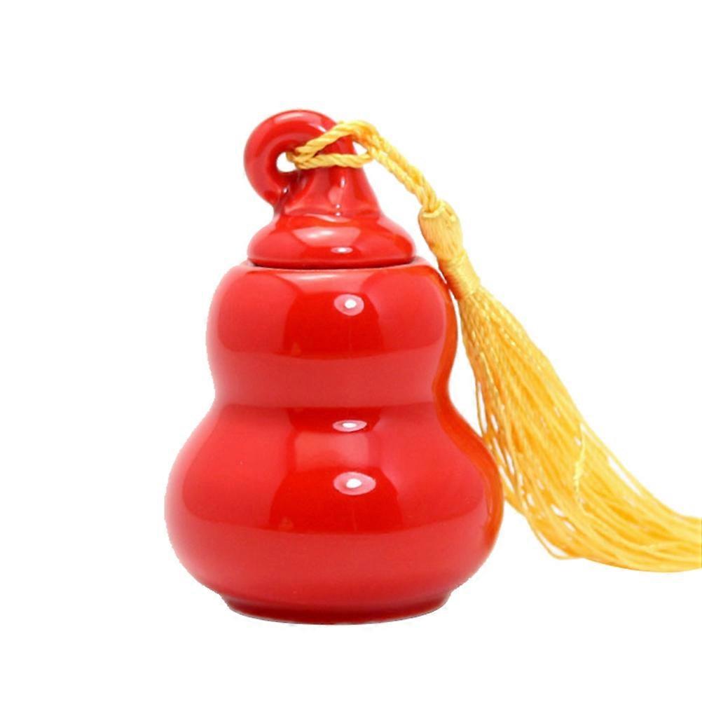 Gourd Shape Bottle Mini Ceramic Tea Jar for Storage 2Pcs Red