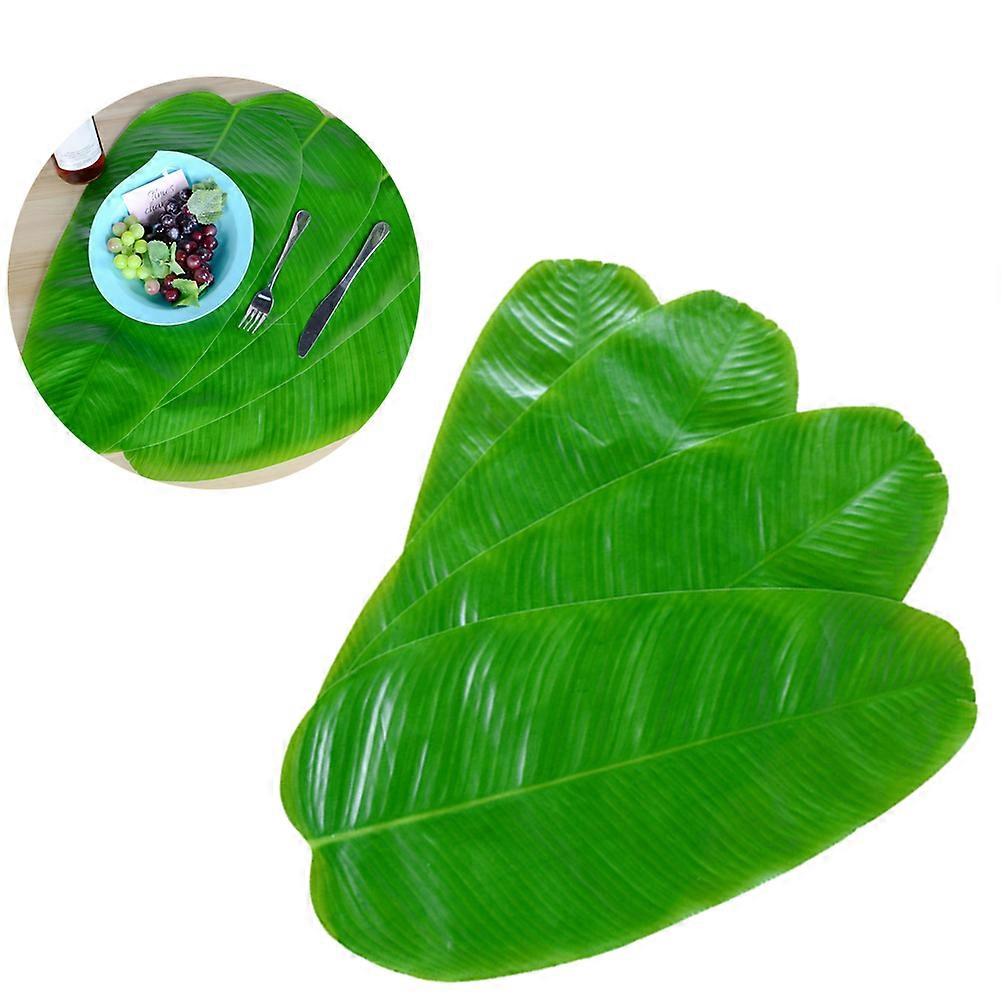 Leaf Placemats Decor Artificial Banana Leaf Table Mat For Kitchen Decor Green No Handle Style 36x18cm 5Set