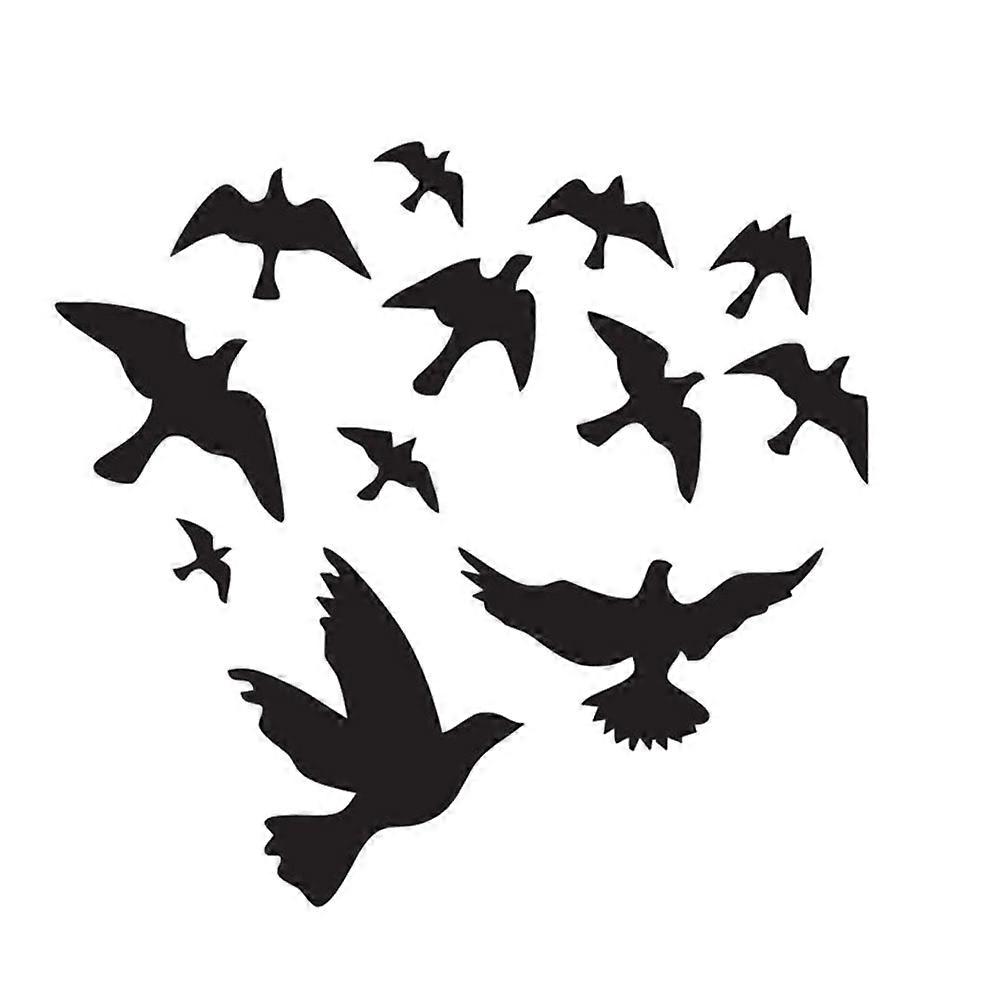Door Window Decal Black Creative Bird Wall Sticker for Decoration 3Pcs