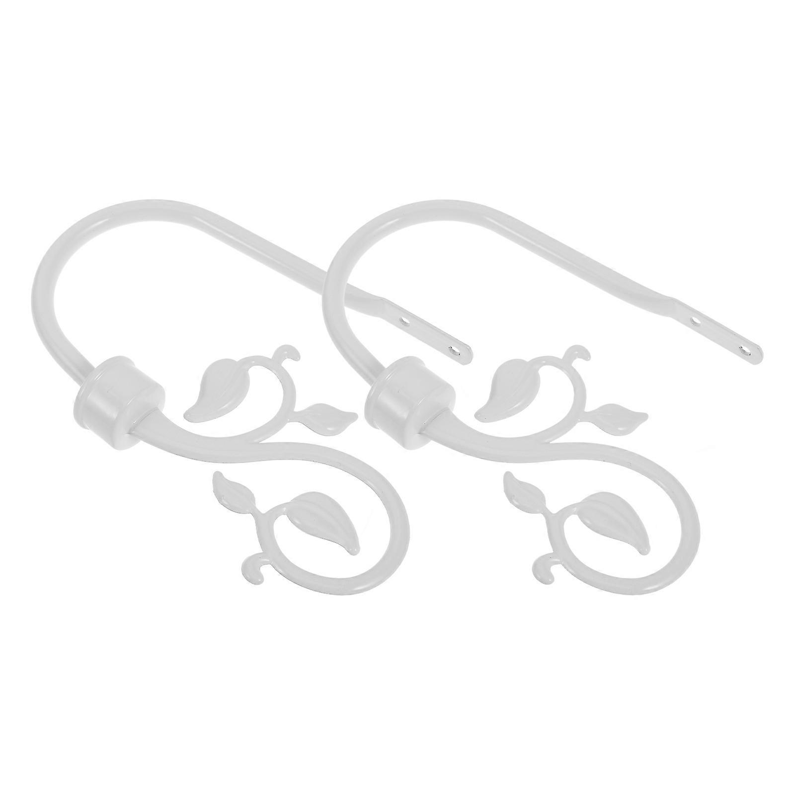 Leaf Curtain Holdbacks White Metal Holders for Drapery 8Pcs