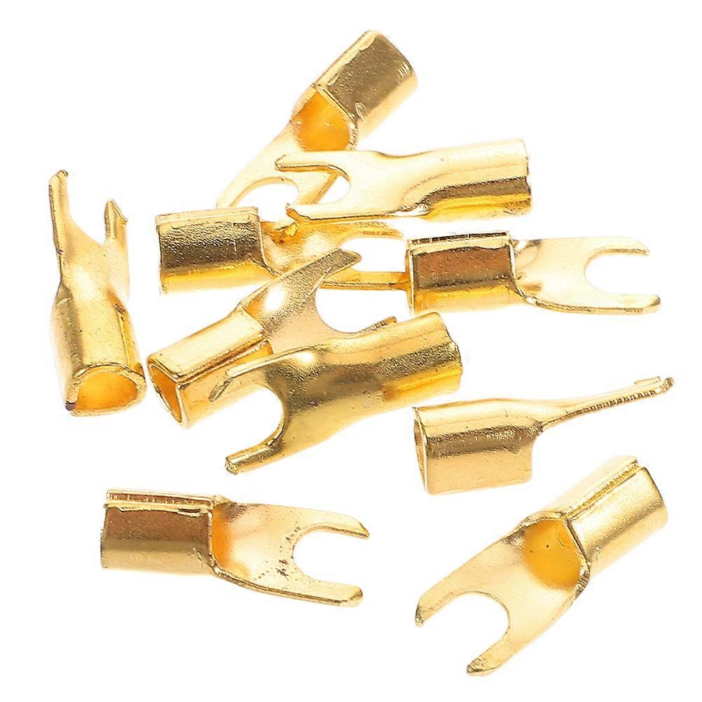 Car Audio Connectors 20Pcs U-Shaped Terminal Block For Amplifiers And Home Theaters In Golden Aluminum Copper For Optimized Sound Quality