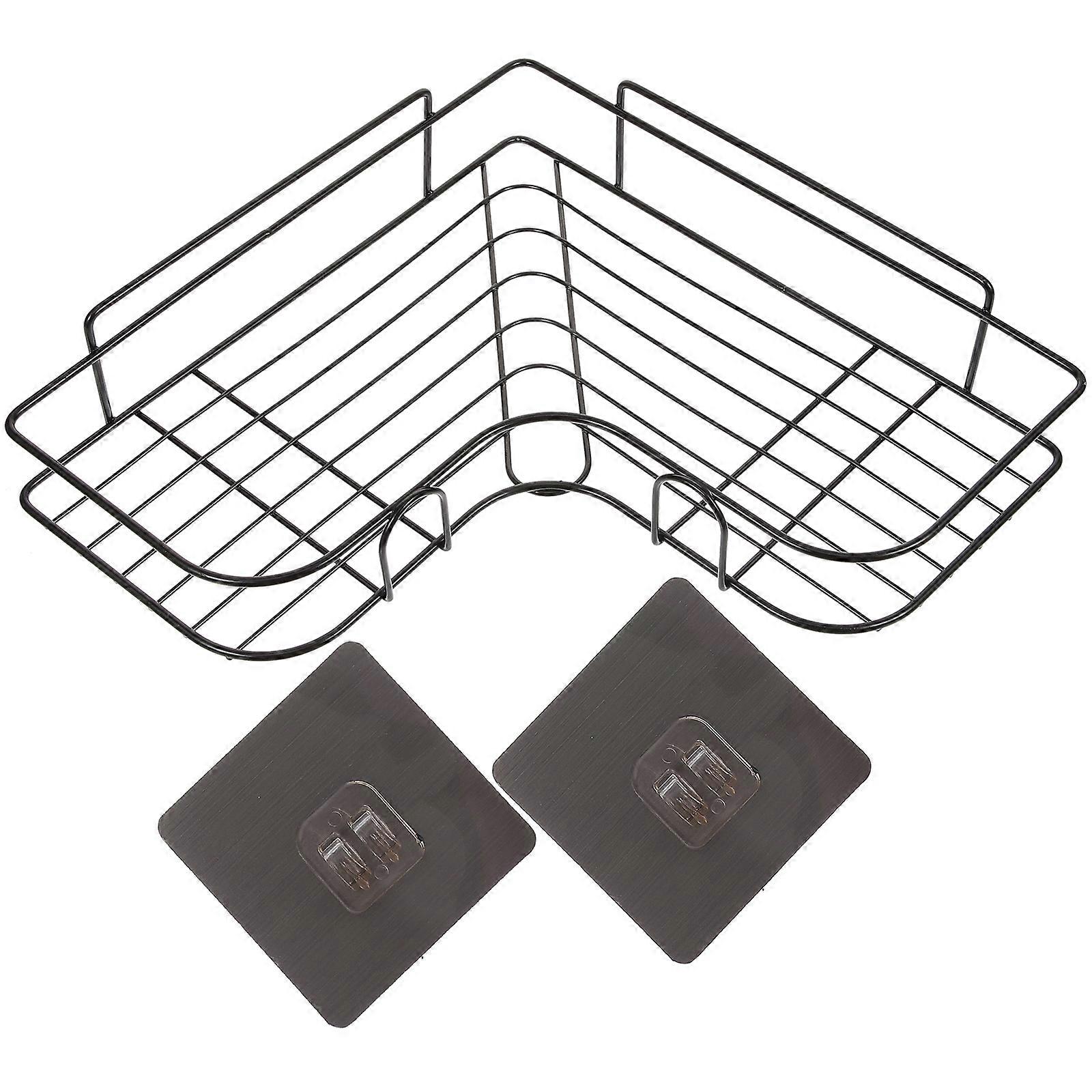 Black Wall Mounted Storage Shelf for Bathroom Metal Rack