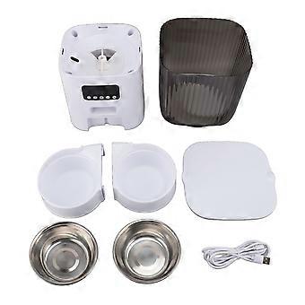 Pet Feeder Multifunctional 304 Stainless Steel Food Bowl Cat Food Dispenser 5L Capacity for Indoor Cats Dogs Double Bowl Button Type