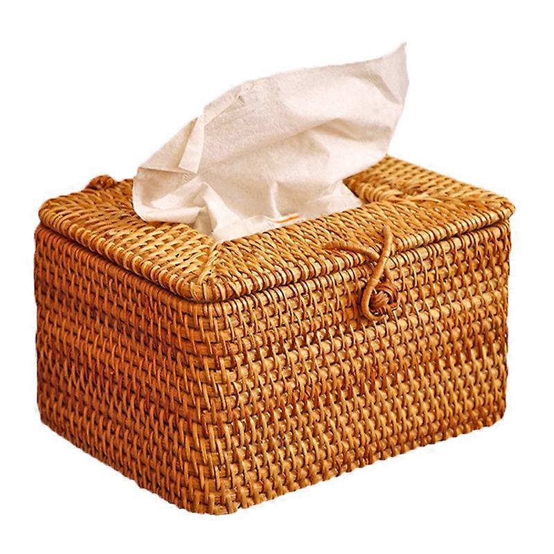 Rectangle Paper Rack Rattan Tissue Box Handmade Tissue Storage Case
