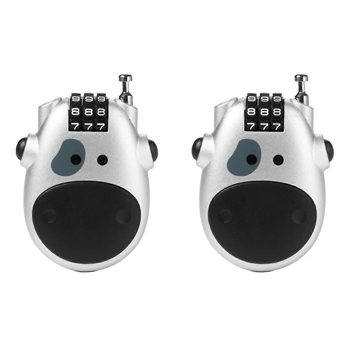 Telescopic Coded Lock Cartoon Cow Lock with Retractable Steel Cable