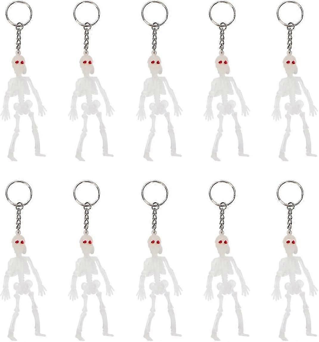 Luminous Skeleton Keychain Halloween Party Gifts Novel Skull Keyring Keys Hanging Decor 10pcs Backpack Keychain