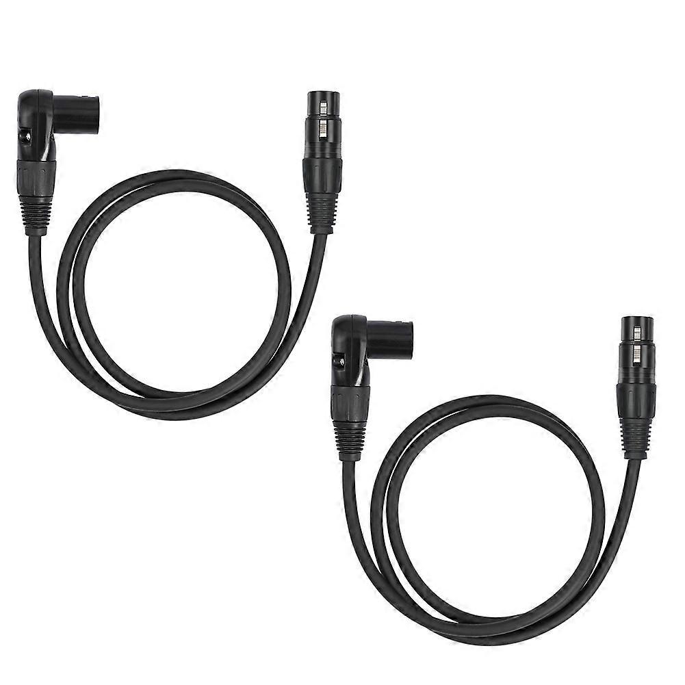2 Pack Cable XLR de ángulo recto, macho a hembra recta 1FT