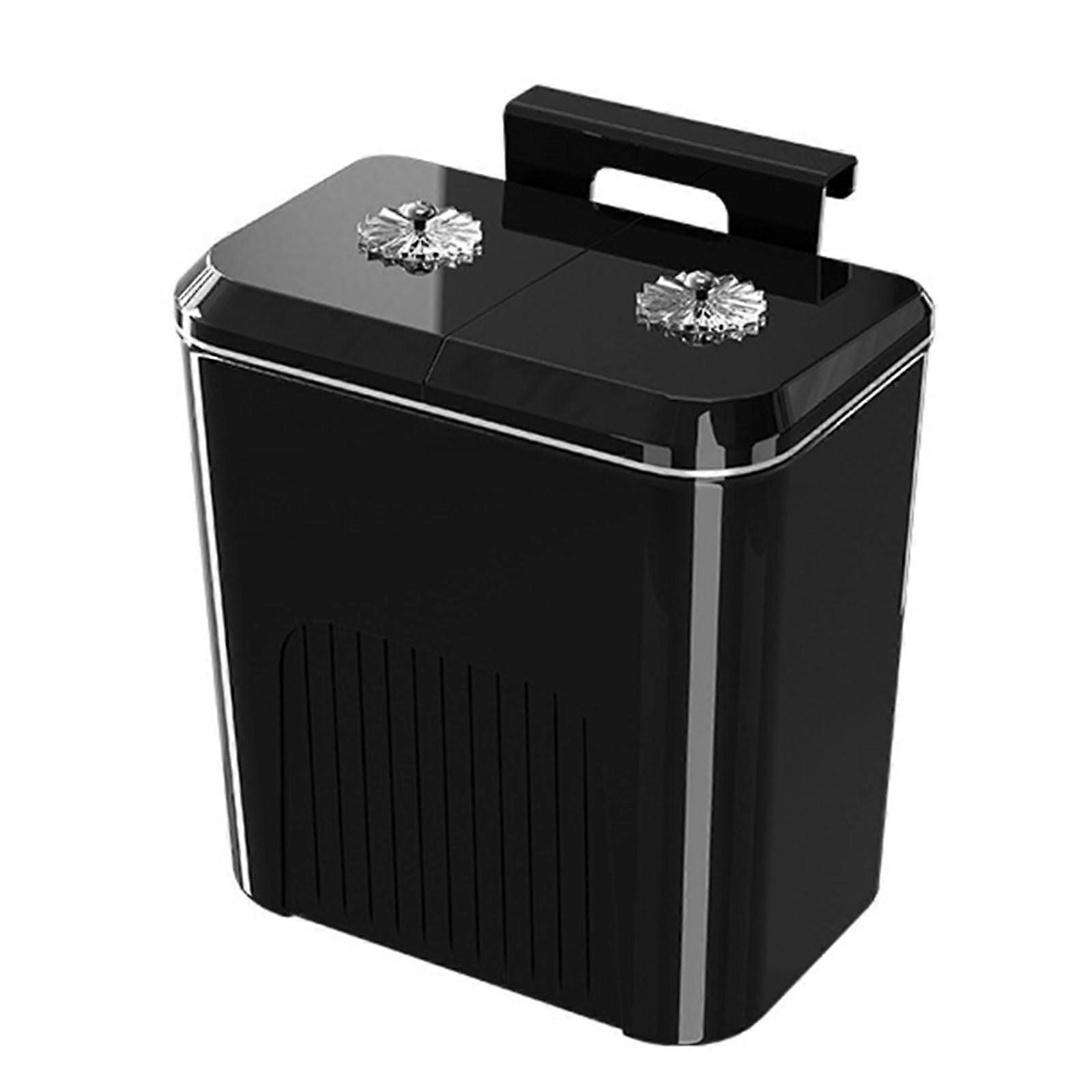 Trash Can Hanging Trash Bin With Dry And Wet Separation, Double Sliding Lid, Black, For Kitchen Bathroom Office Car