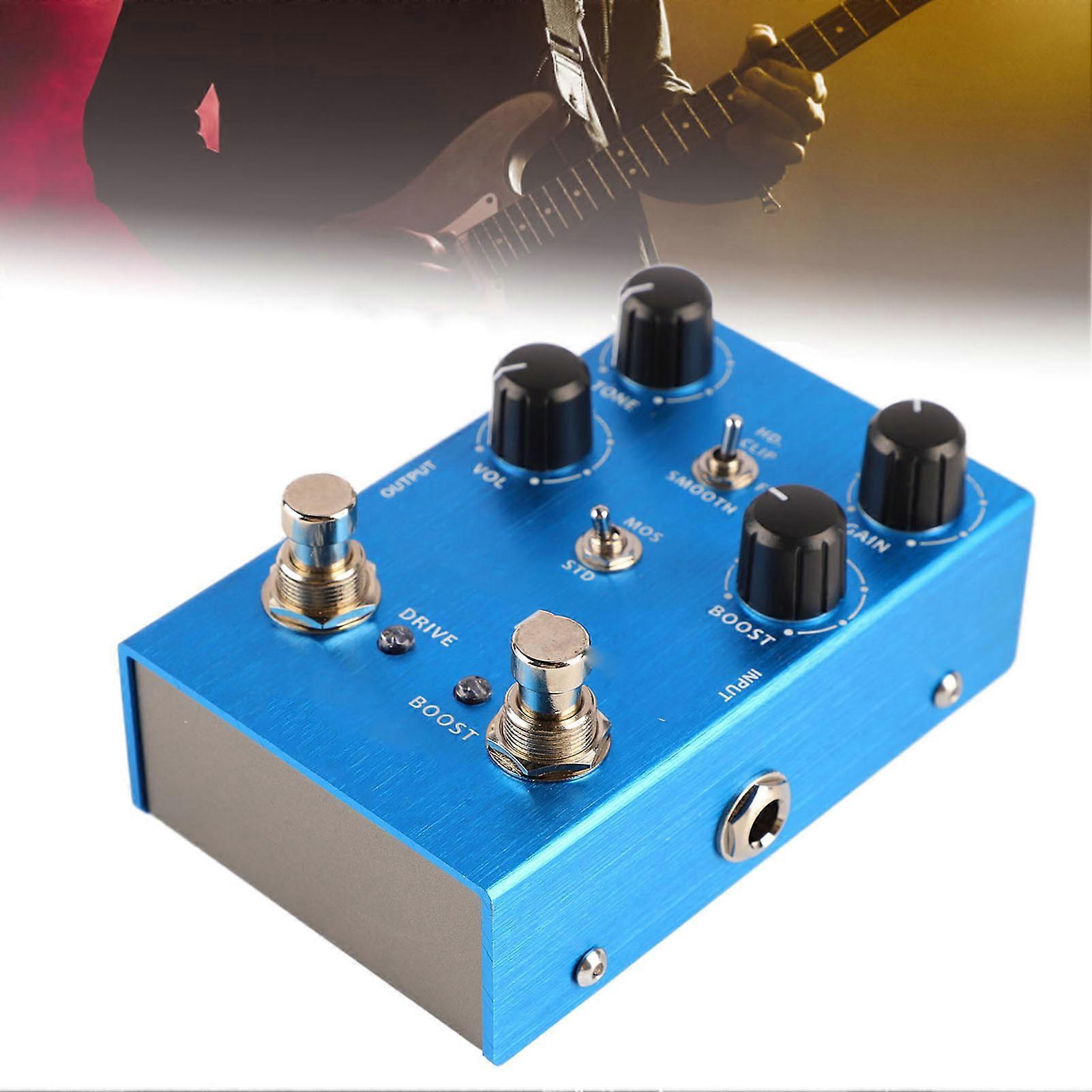 Guitar Effect Pedal Multifunctional Sound Volume Drive Tone Control Sound Amp Simulator Distortion Pedal Blue 