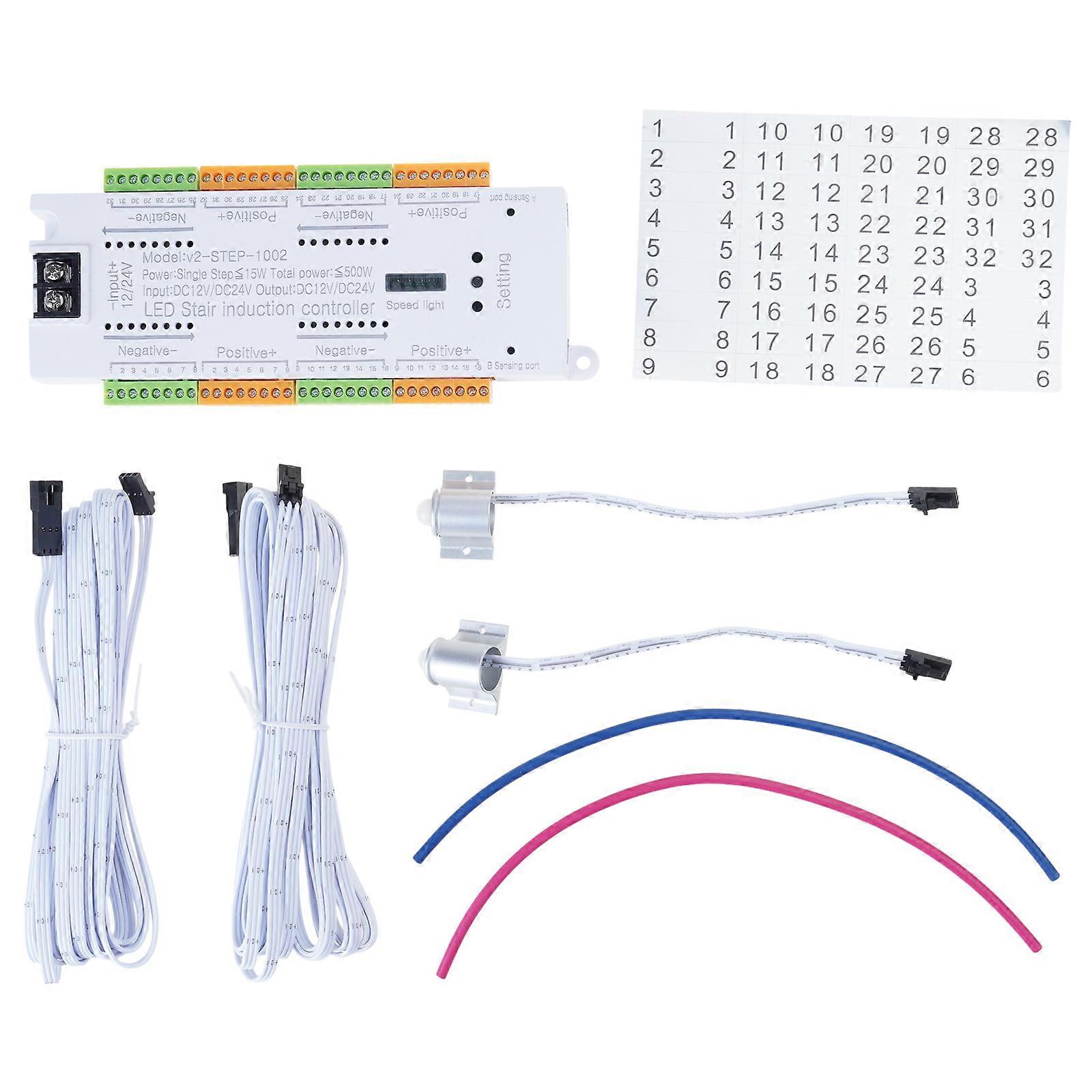 Automatic Cascaded Stair Light Controller 32 Channels Sensor Stair Light Controller Ladder Step Light Controller Multicolor