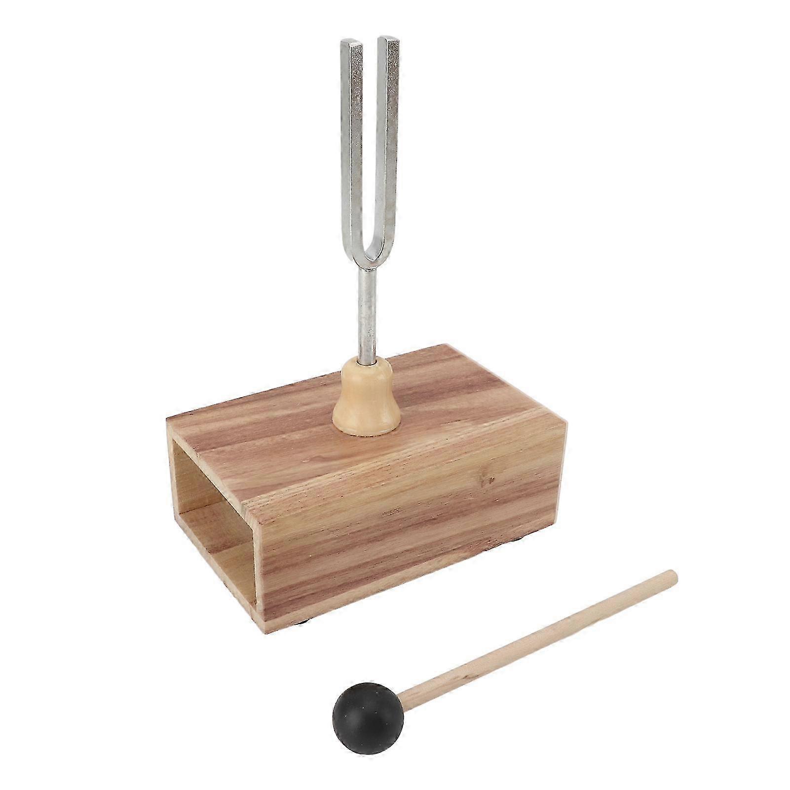 512HZ Steel Tuning Fork Set with Wooden Resonator Box & Rubber Hammer for Yoga Meditation and Relaxation
