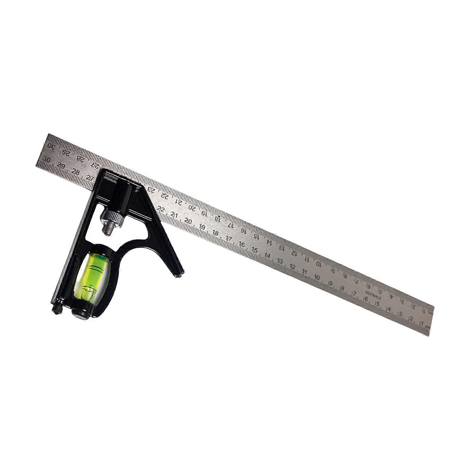Professional Angled Combination Square Ruler Double Sided Ruler with Bubble Level for Accurate Woodwork Alignment Tool Multicolor