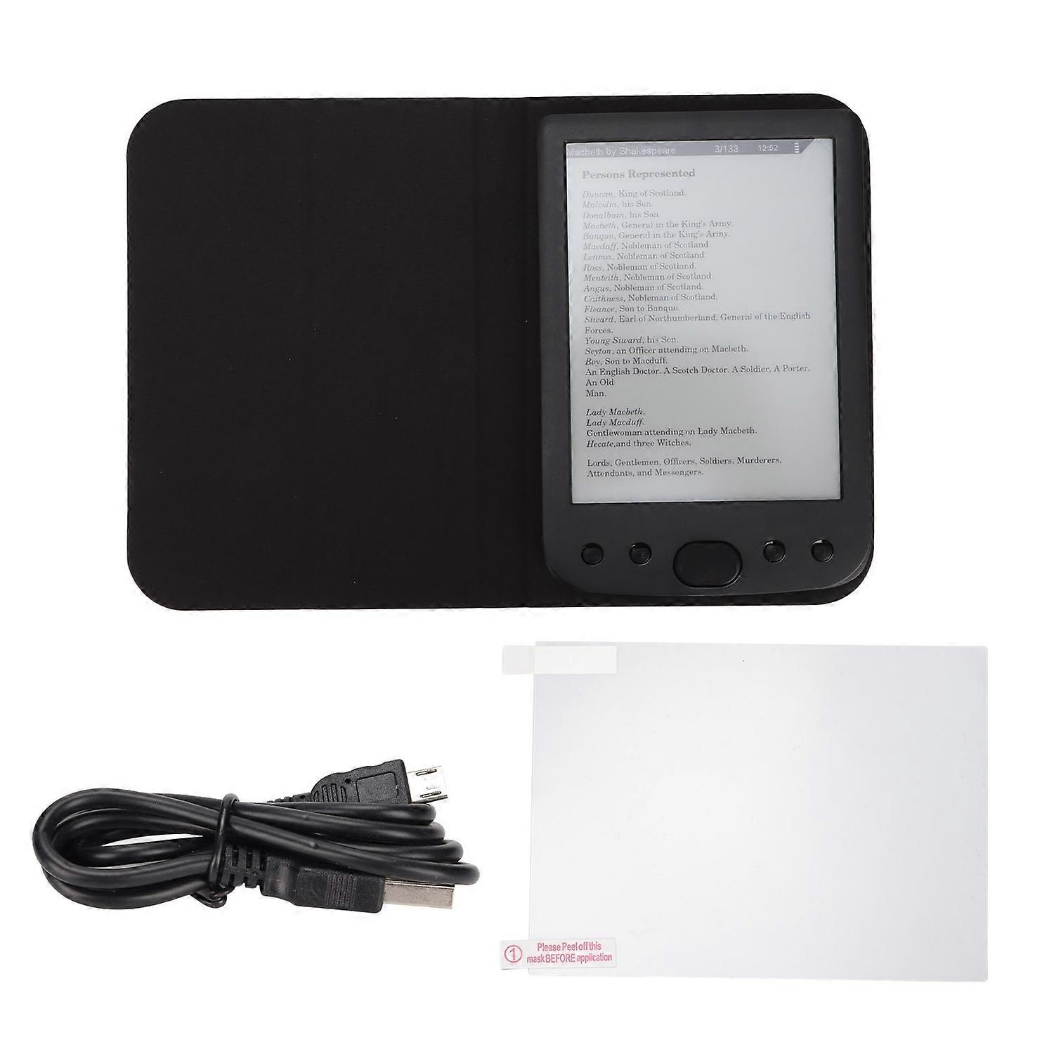 Ereader 6in 800x600 HD Ink Screen E Reader 8GB 512MB ABS Ebook Reader with Protective Case Film for 