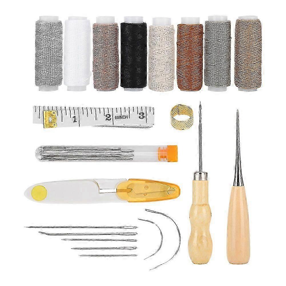 Leather Craft Tools DIY Kit with Thread Sew Needles Stitching Awls Making Accessories