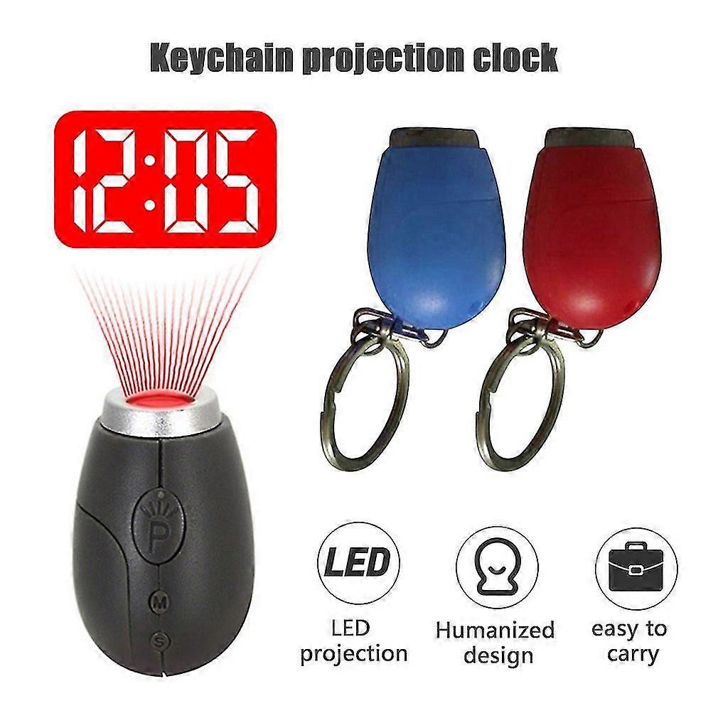 Portable Digital Projection Clock Led Wall Ceiling Time Projection Watch Magic Night Light Flashlight Clock Key Chain Decor