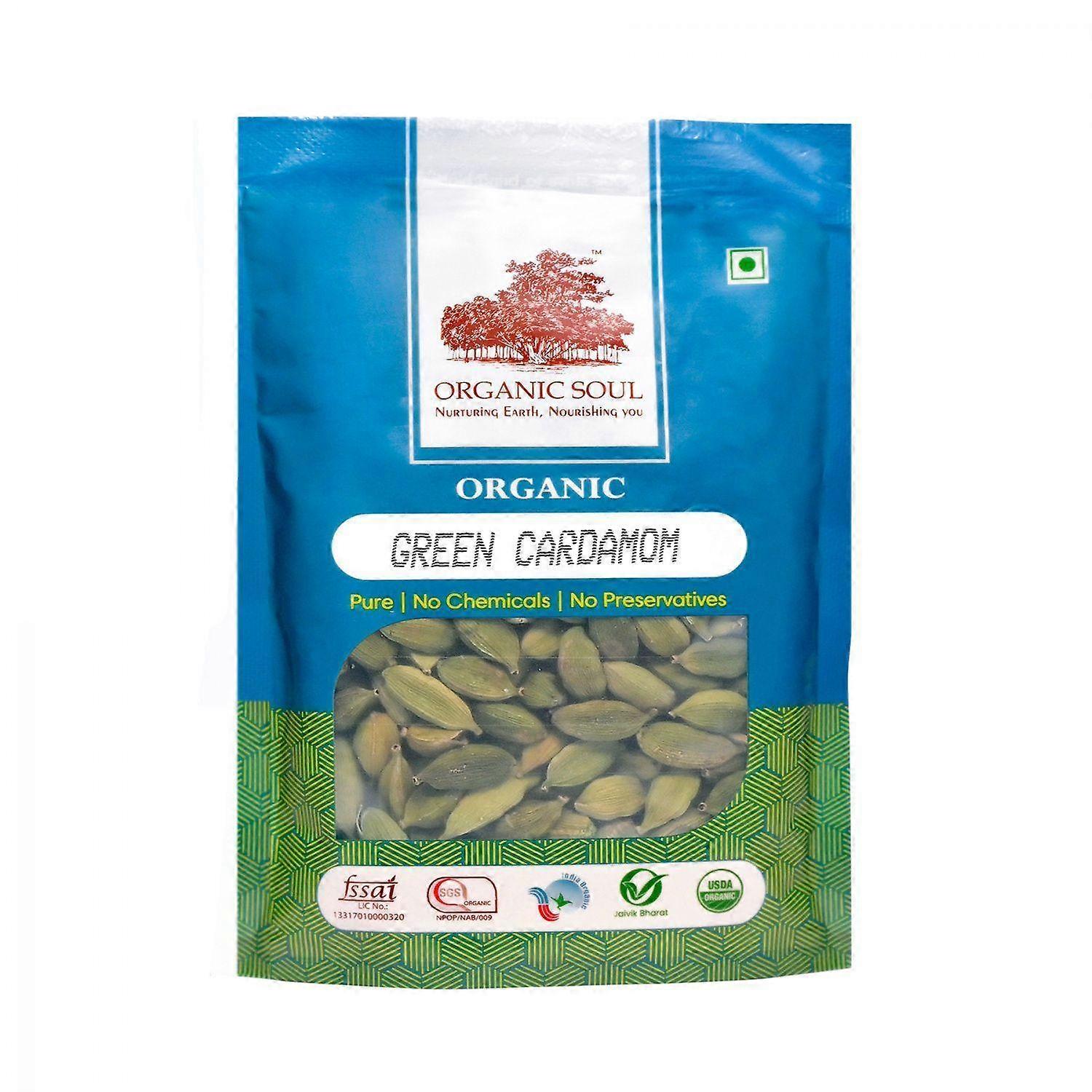 Органический Зеленый Кардамон цельный (50 г), Organic Green Cardamom Whole,  Organic Soul