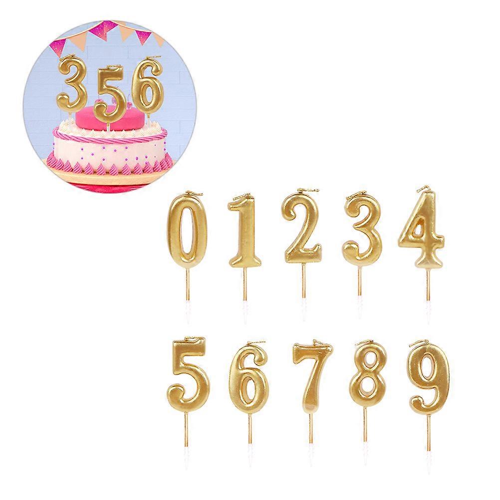 Digital Numeral Candles for Cake Decoration 1 Box of 10Pcs Golden