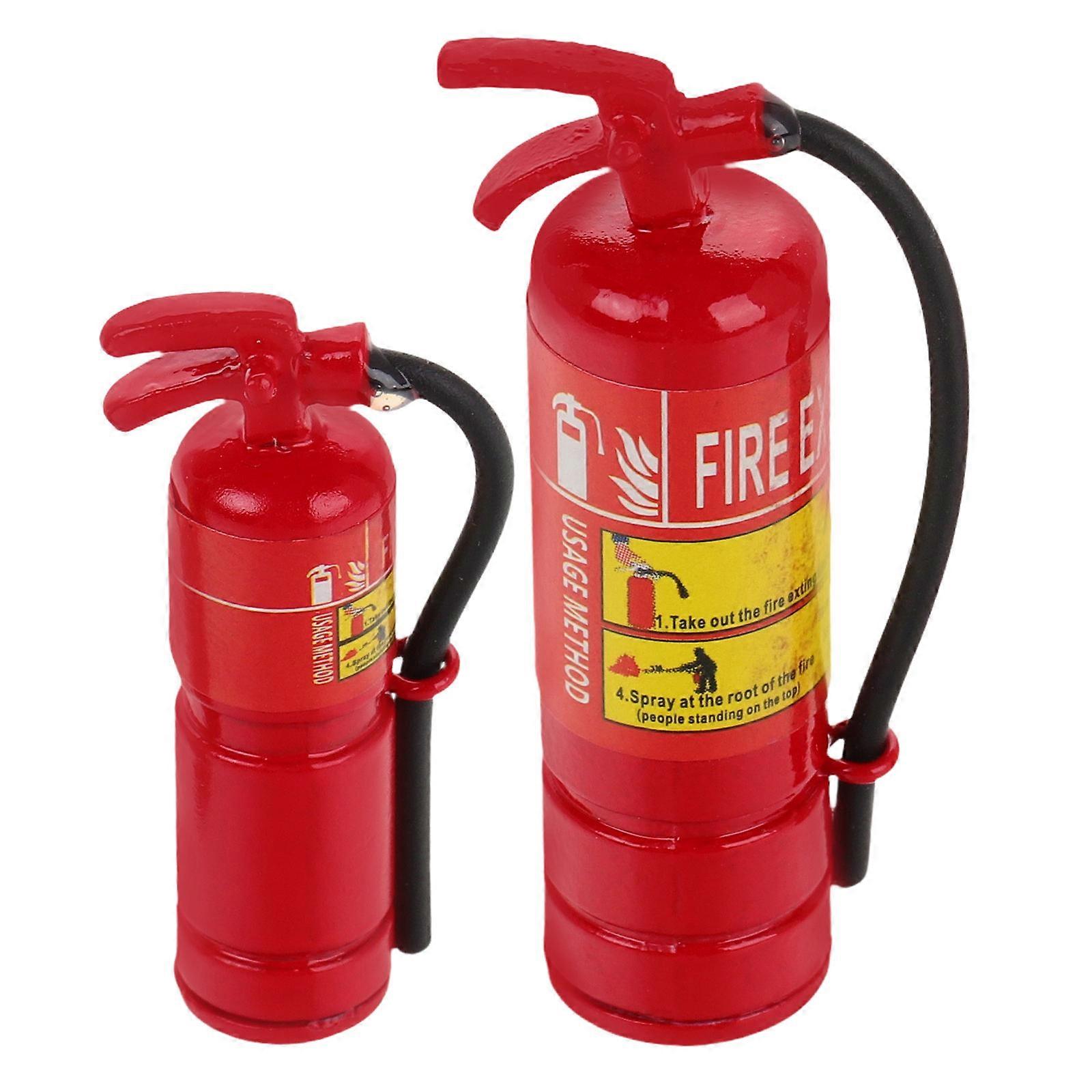 Mini Fire Extinguisher Model for Doll House Ornament 2Pcs Red Plastic