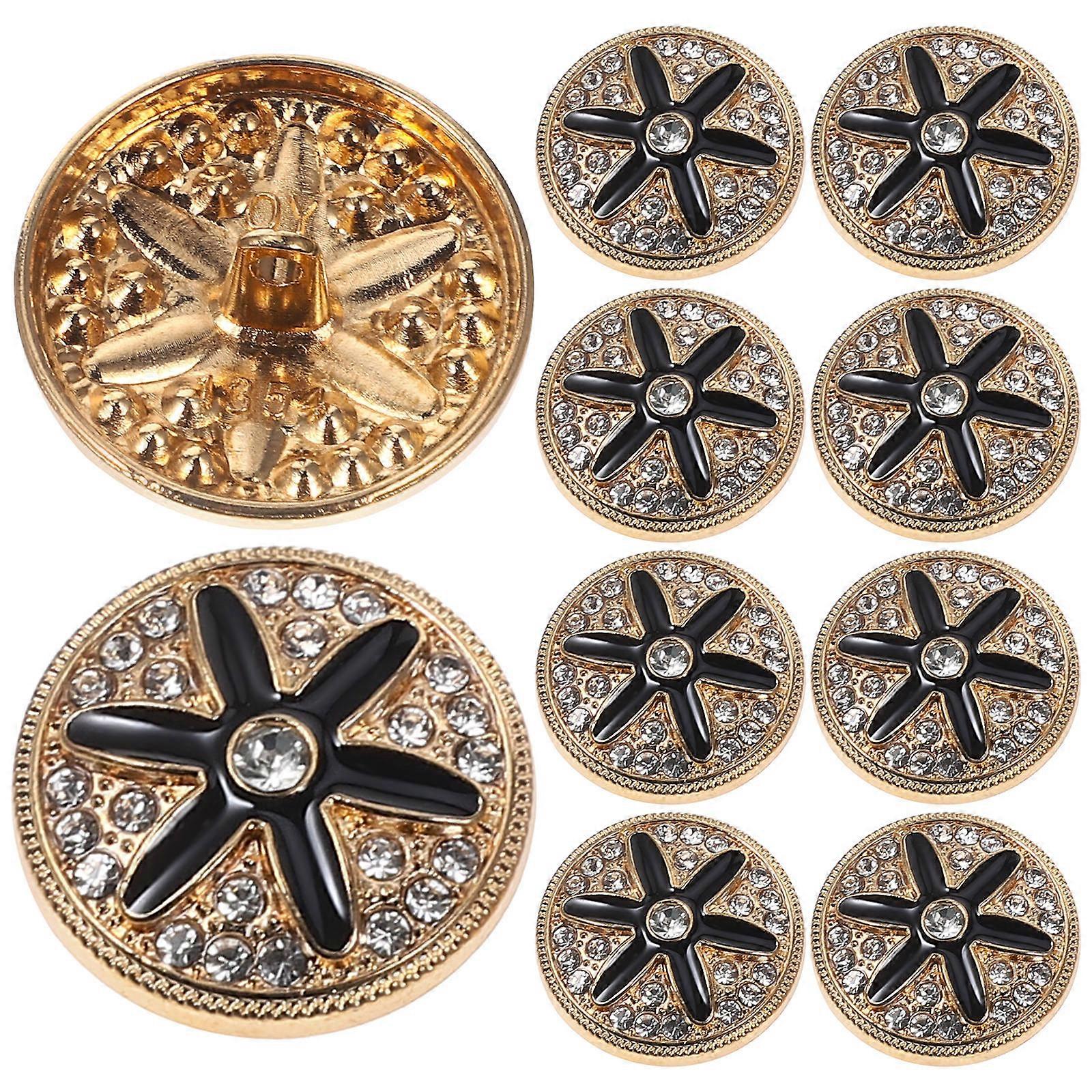 Metal Button Round Button for Clothes Use 1Set Black Overcoat Buttons Set