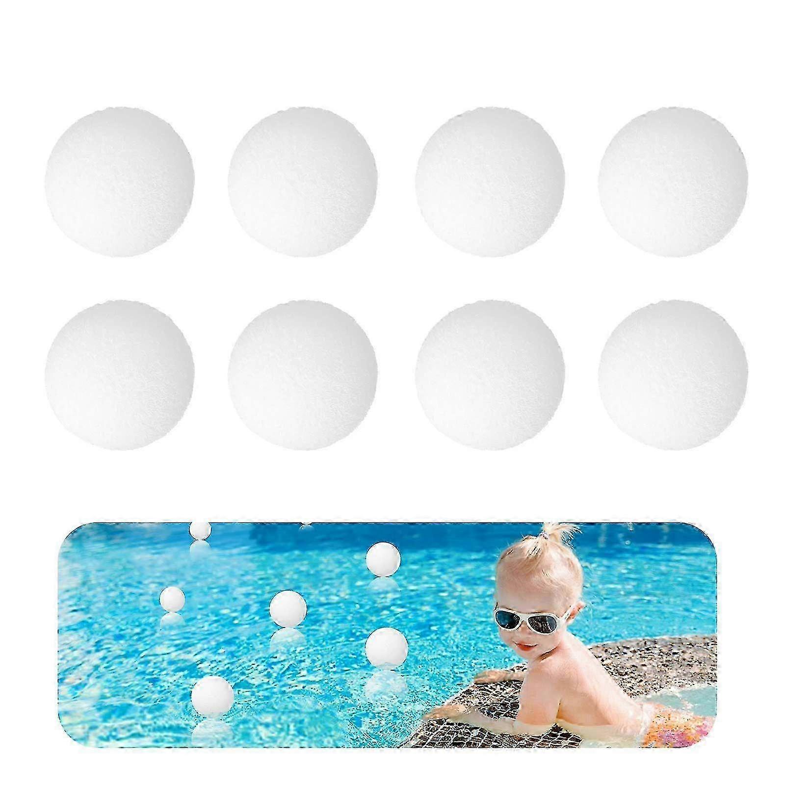 Reusable Scum Eliminating Sponge Balls For Swimming Pool Spa Cleaning, Elastic Washable Oil Absorbing Pool Filter 8Pcs White