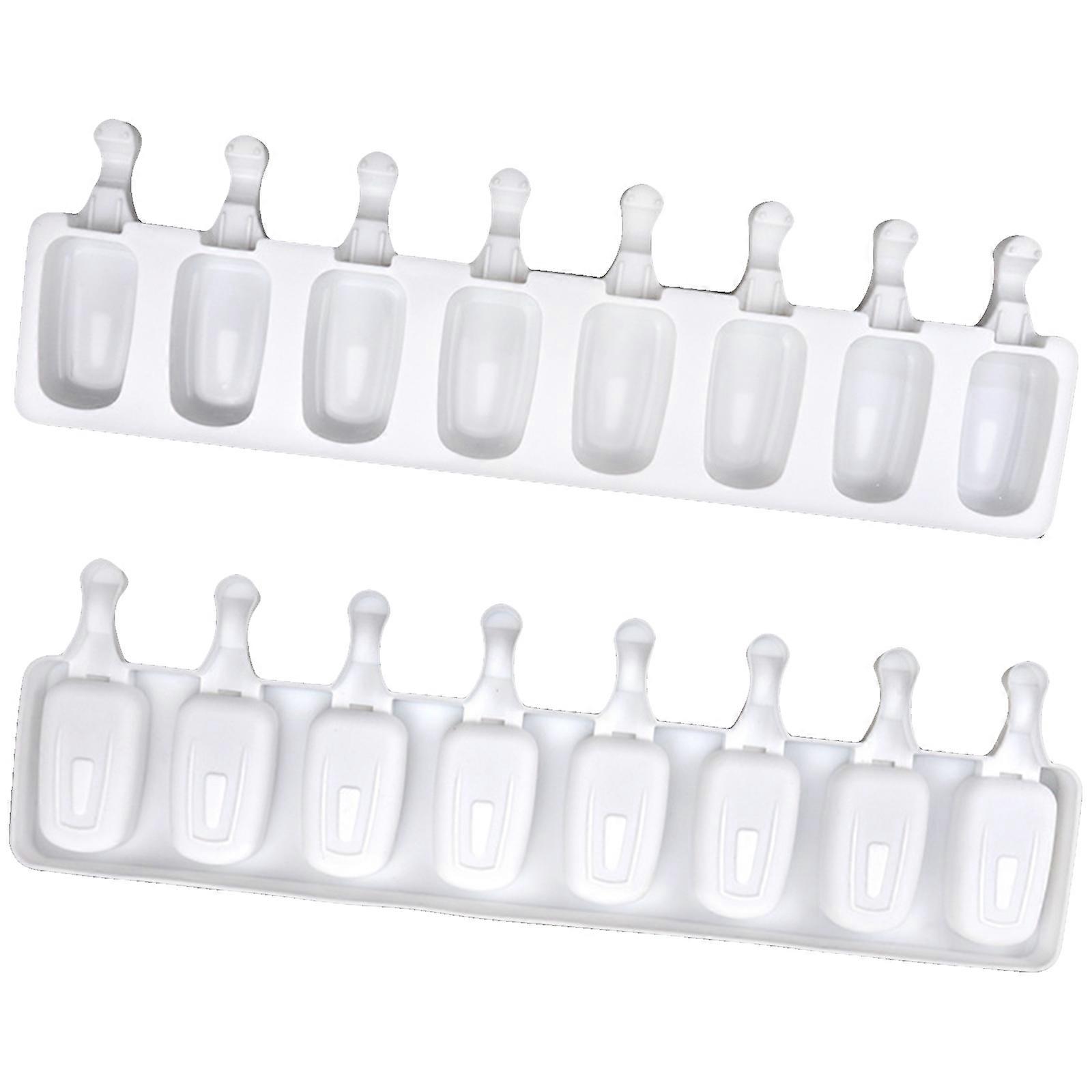 Pack of 2 Silicone Ice Creams Molds 8 Cavity Elliptical French Design for Handmade Dessert Easy Releases Efficient Multicolor