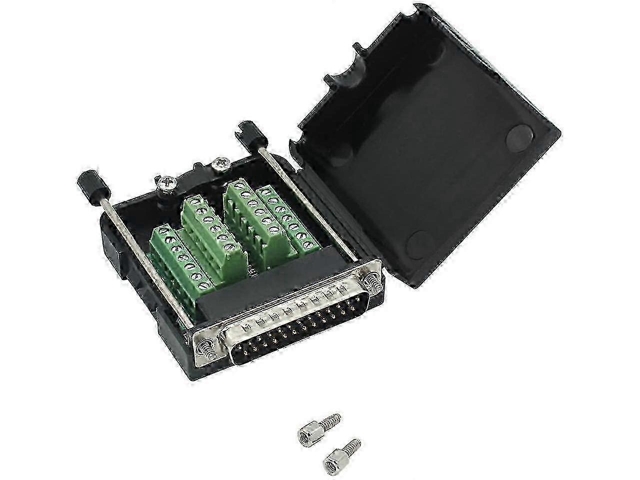 DB25 Breakout Board Solder-Free Male Adapter 25-pin Port Adapter to Terminal Connector Signal Module Long Bolts and Nuts with case z