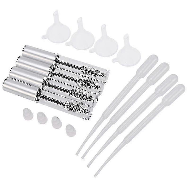 4pcs 10ml Empty Mascara Tube With Eyelash Wand With 4pcs Funnels And 4pcs Transfer Pipettes Set