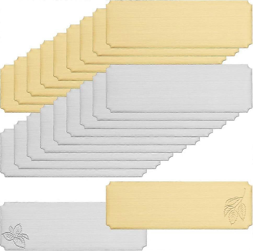 30pcs Name Plates Laser Engraved Blank Plate 2 Colors Stainless Steel Name Tag Frame Name Label Art Tag for Frame with Adhesive Backing 2.99"x 0.98" P