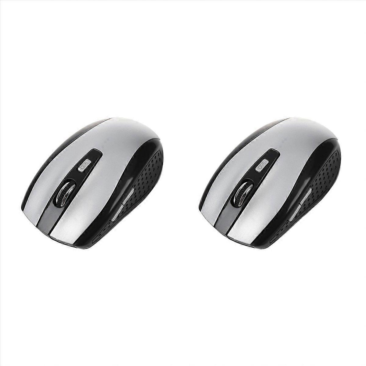 2X 2.4G Usb Receiver Wireless Optical Mouse Mice for Pc Laptop ,Silver