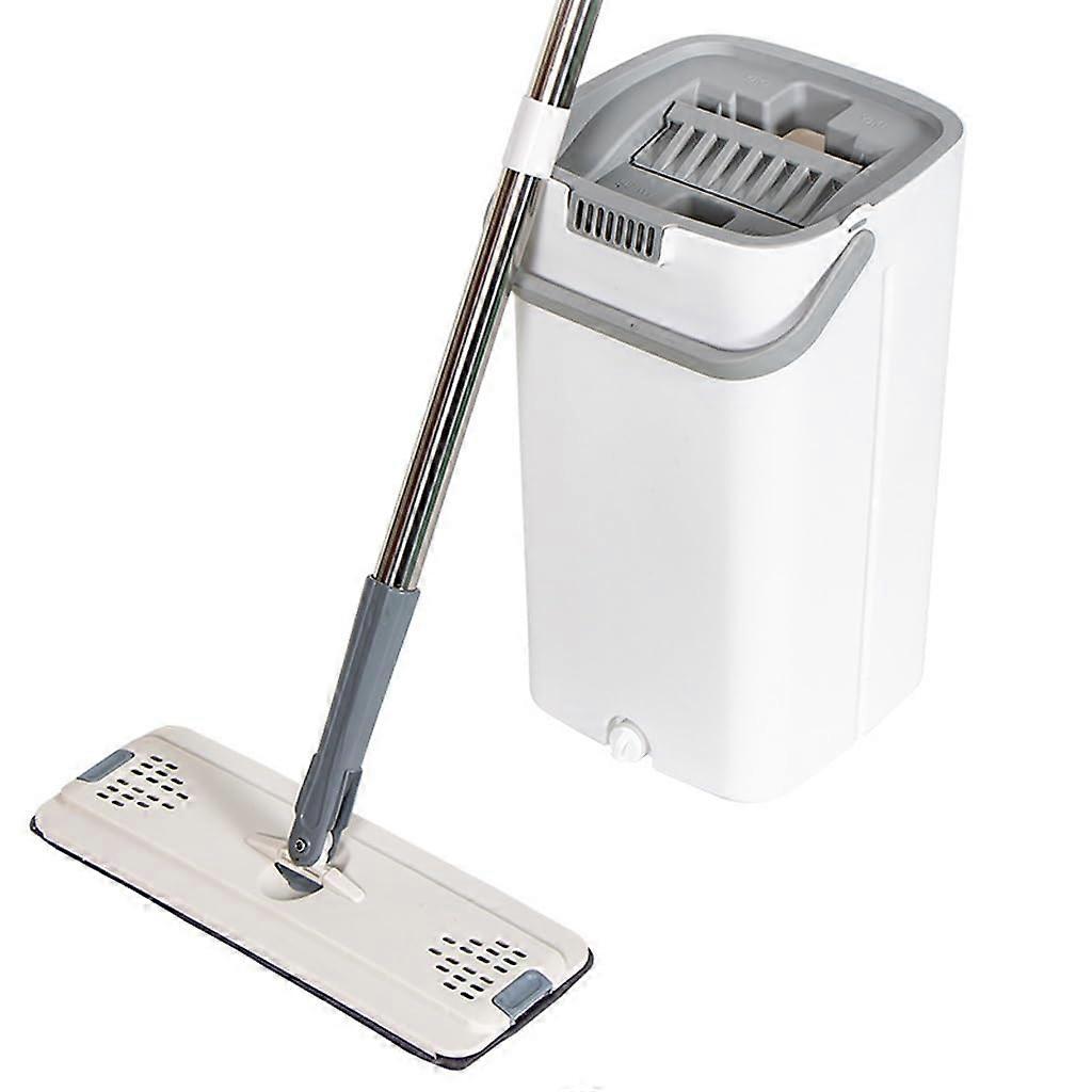 Flat Mop with Bucket, 360° Spin, Hands  Wet and Dry Cleaning for Hardwood and Tile Floors, 38cm